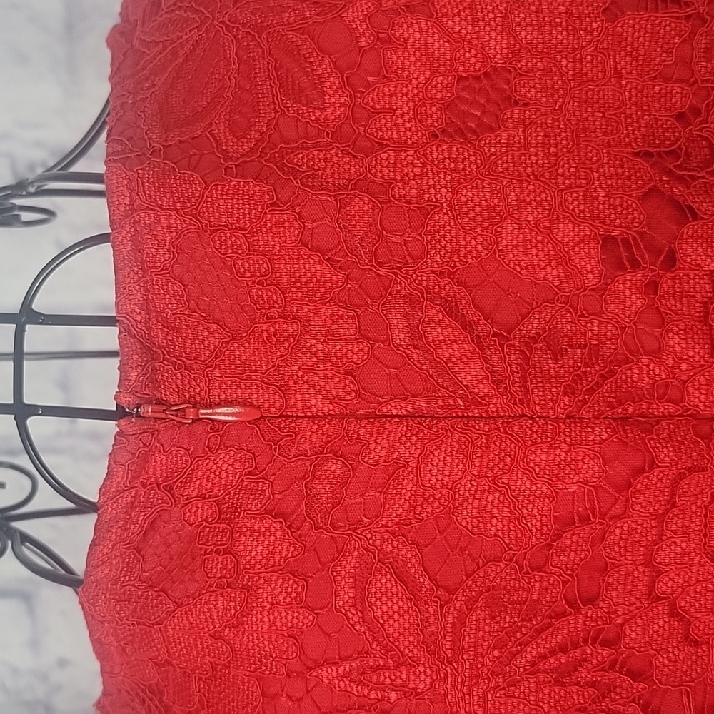 DONNA RICCO Detailed Red Lace Dress Size 10 - Picture 6 of 8